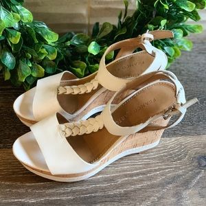 Franco sarto braided T strap wedges